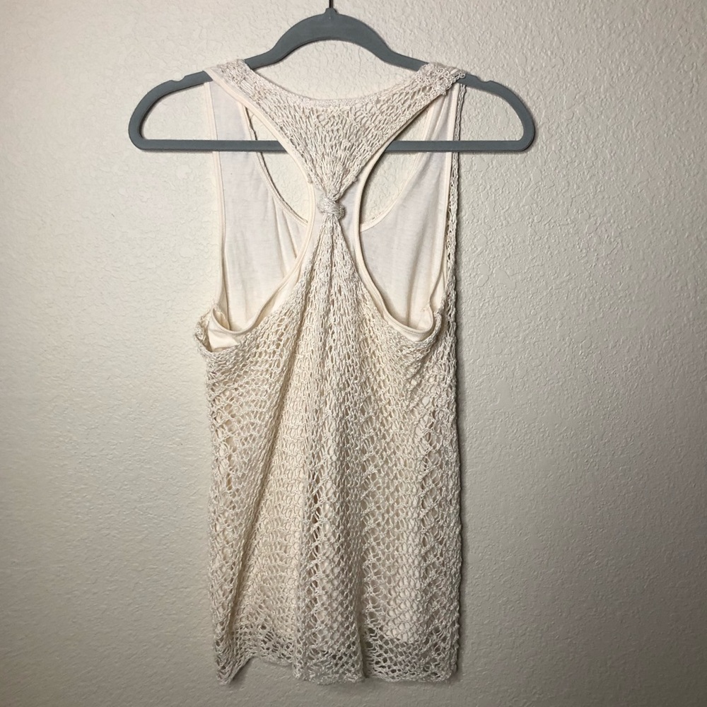 Lucky Brand cream crochet racer back tank top